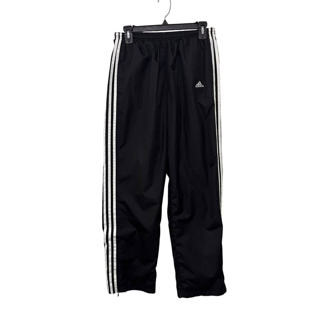 Vintage Adidas Track Pants Womens Medium Black White Ankle Zip Y2K Blockette